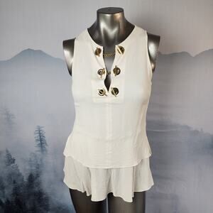 Derek Lam 10 Crosby Silk Blend V-Neck Grommet Layered Tank | Women's 4